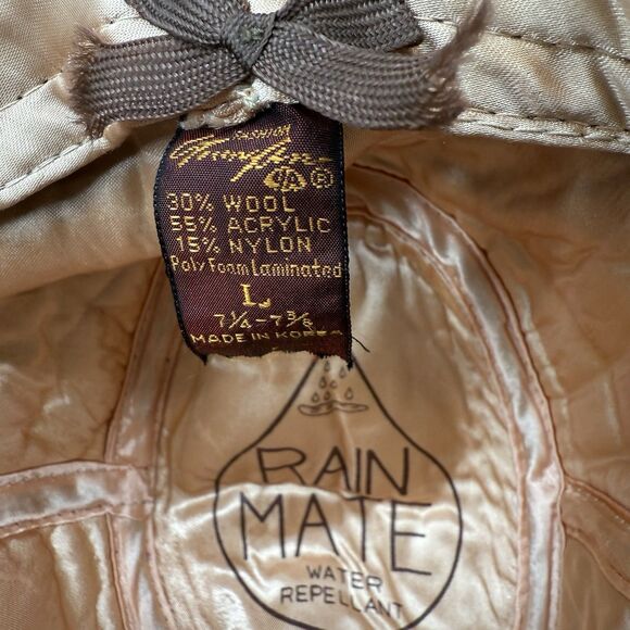 VTG Mens Rain Mate Wool Blend L 7 1/4-7 3/8 Tweed Herringbone - Picture 7 of 7